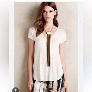 Bordeaux Anthropologie Charcoal Seamed V-neck Tshirt Tunic Top